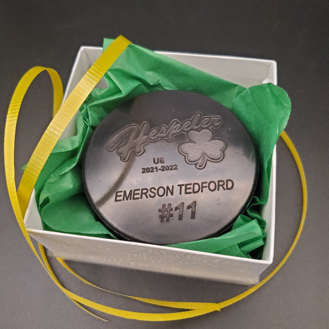 Laser Engraved Hockey Puck