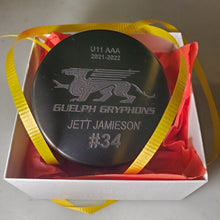 Load image into Gallery viewer, Laser Engraved Hockey Puck
