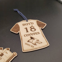 Load image into Gallery viewer, Laser Etched Sports Jersey Christmas Ornament - Individual

